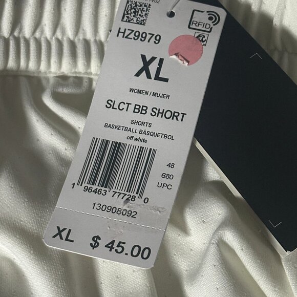 ADIDAS SELECT BASKETBALL‎ SHORTS Women's Size XL OFF WHITE NWT - Picture 5 of 5